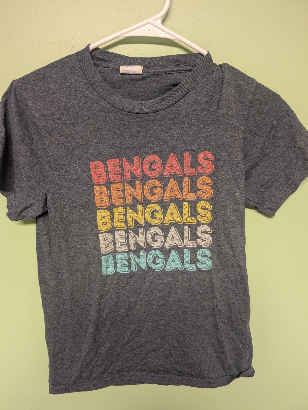Port and Company Kids Charcoal Tee with Multicolor Bengals Print
